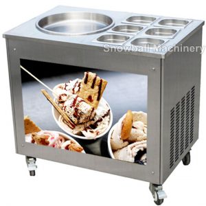 Máquina con contenedor para helado a la plancha