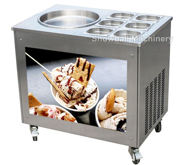 Máquina con contenedor para helado a la plancha